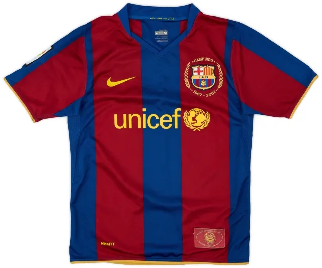 Nike 2007-08 Barcelona Home Shirt - 9/10 - (M.Boys)