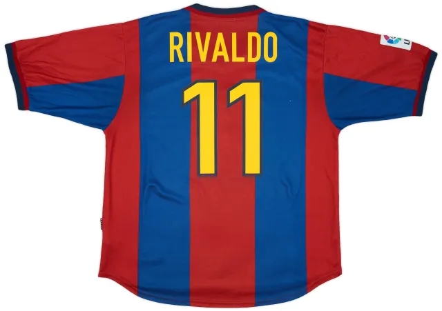 Nike 1998-00 Barcelona Home Shirt Rivaldo #11 - 8/10 - (XL)