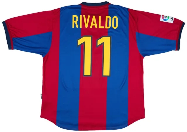 Nike 1998-00 Barcelona Home Shirt Rivaldo #11 - 8/10 - (XL)