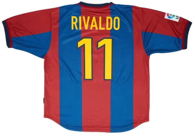 Nike 1998-00 Barcelona Home Shirt Rivaldo #11 - 8/10 - (XL)