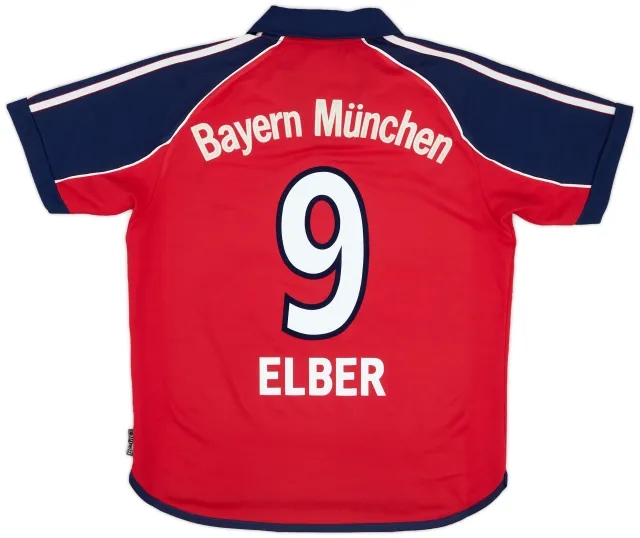 adidas 1999-01 Bayern Munich Home Shirt Elber #9 - 9/10 - (XL.Boys)