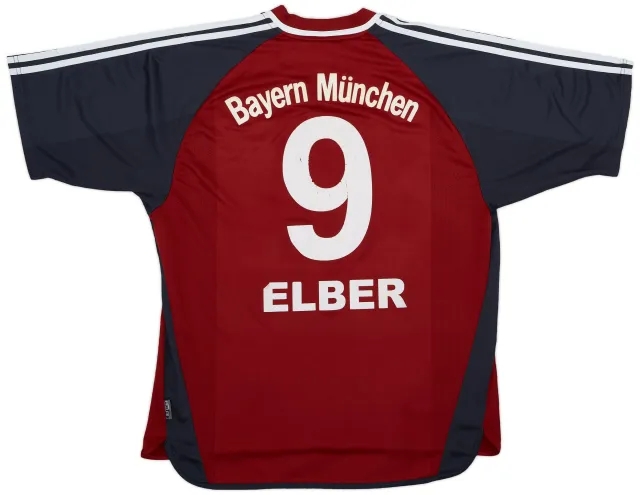 adidas 2001-02 Bayern Munich Home Shirt Elber #9 - 6/10 - (XL)