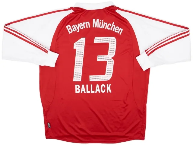 adidas 2003-04 Bayern Munich Home L/S Shirt Ballack #13 - 7/10 - (XL)