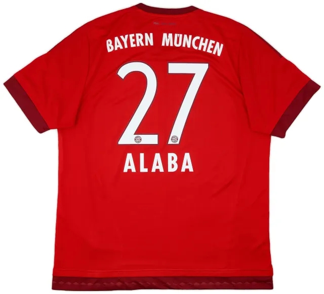 adidas 2015-16 Bayern Munich Home Shirt Alaba #27 - 8/10 - (XL)