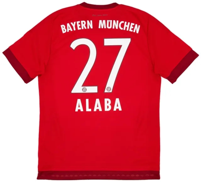 adidas 2015-16 Bayern Munich Home Shirt Alaba #27 - 9/10 - (M)