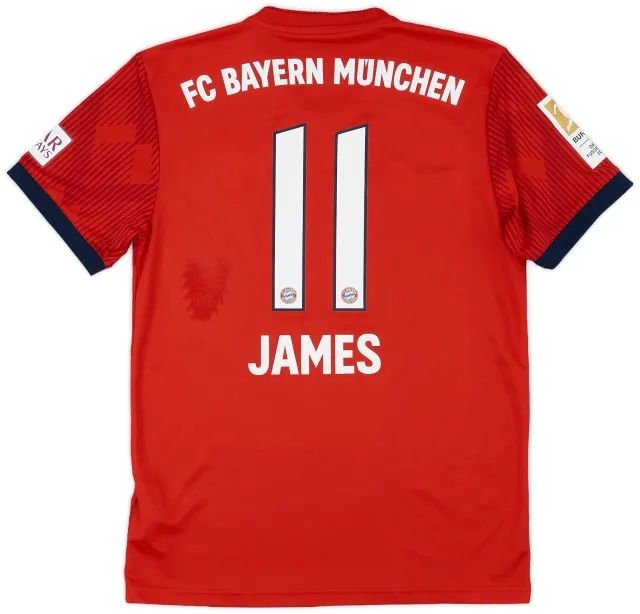 adidas 2018-19 Bayern Munich Home Shirt James #11 - 8/10 - (S)