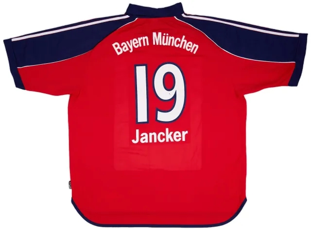 adidas 1999-01 Bayern Munich Squad Signed Home Shirt Jancker #19 - 8/10 - (XXL)