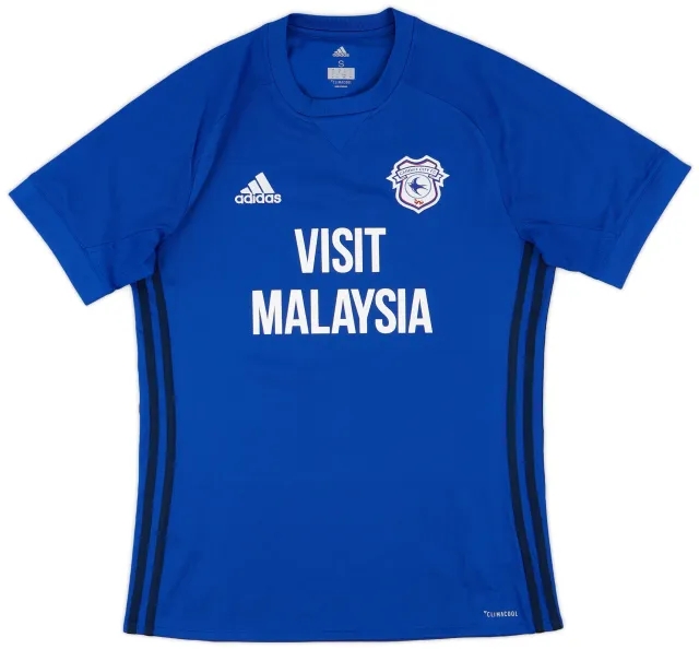 adidas 2017-18 Cardiff City Home Shirt - 9/10 - (S)