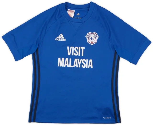 adidas 2017-18 Cardiff City Home Shirt - 9/10 - (L.Boys)