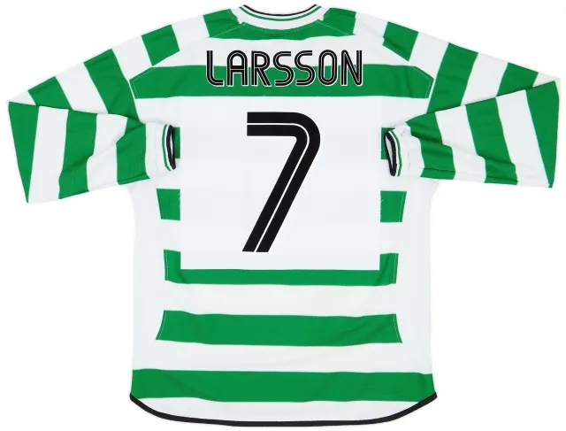 Umbro 2001-03 Celtic Home L/S Shirt Larsson #7 - 8/10 - (L)