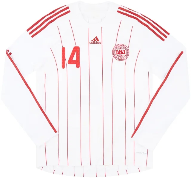adidas 2008-10 Denmark Match Issue Away L/S Shirt #14