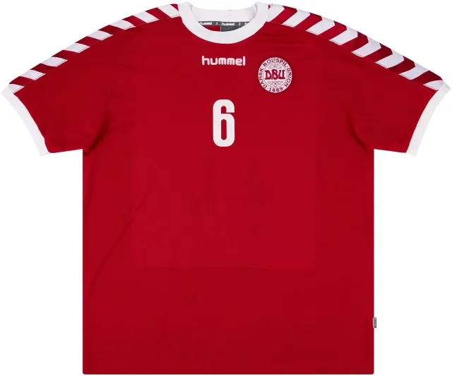 Hummel 2003 Denmark Match Issue Home Shirt #6 (Helveg)