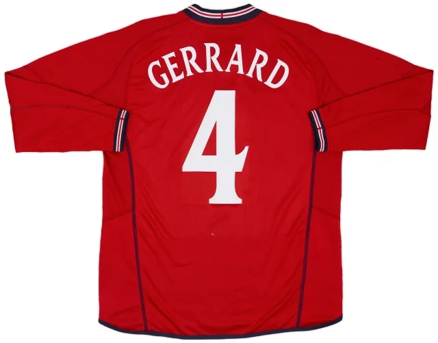 Umbro 2002-04 England Away L/S Shirt Gerrard #4 - 8/10 - (M)