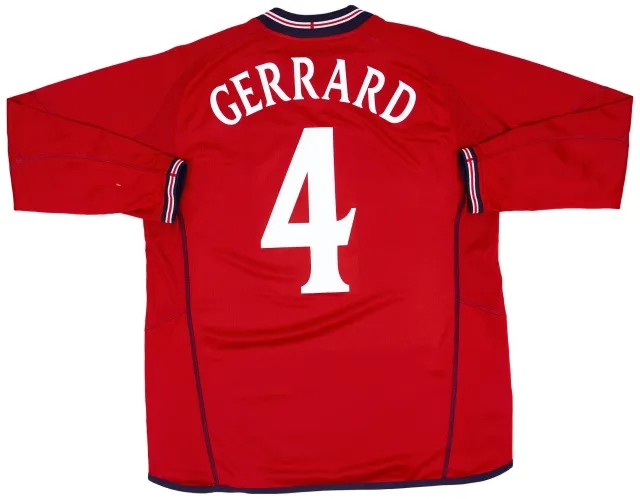 Umbro 2002-04 England Away L/S Shirt Gerrard #4 - 9/10 - (L)