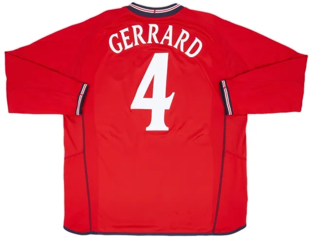 Umbro 2002-04 England Away L/S Shirt Gerrard #4 - 8/10 - (XXL)