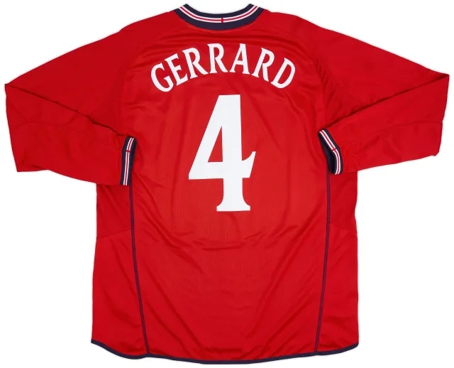 Umbro 2002-04 England Away L/S Shirt Gerrard #4 - 6/10 - (XL)
