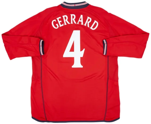 Umbro 2002-04 England Away L/S Shirt Gerrard #4 - 7/10 - (XXL)