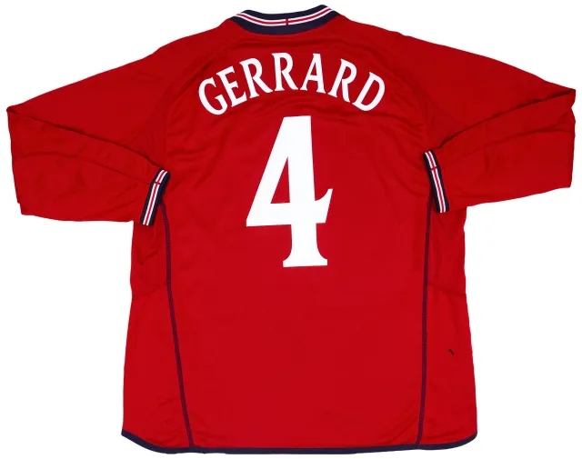 Umbro 2002-04 England Away L/S Shirt Gerrard #4 - 5/10 - (XL)