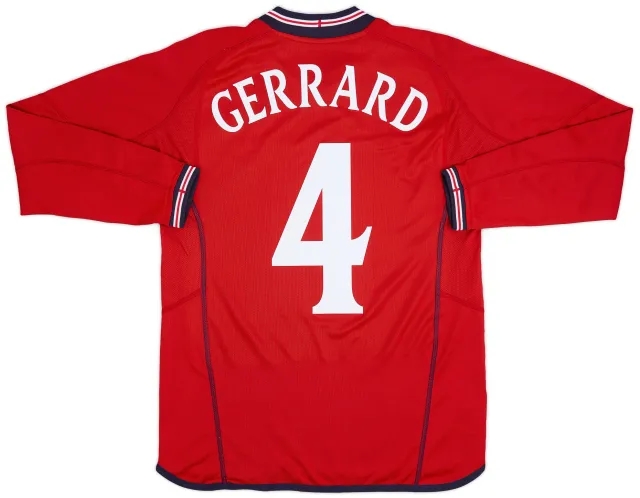 Umbro 2002-04 England Away L/S Shirt Gerrard #4 - 9/10 - (M)