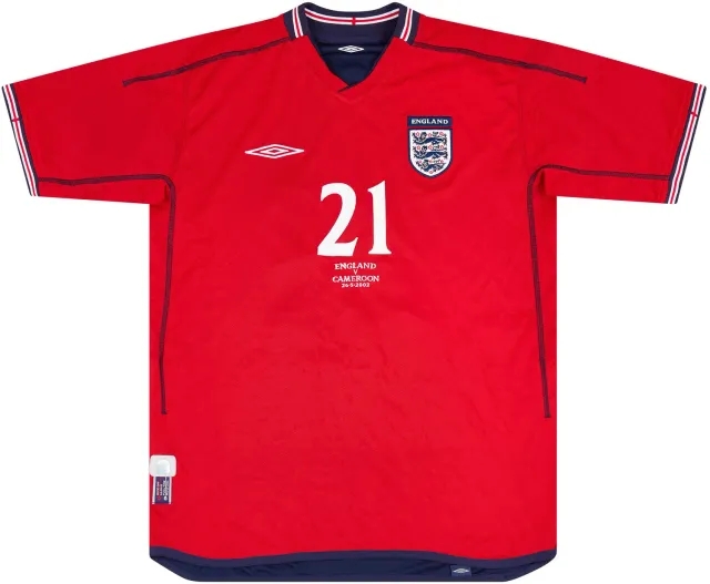 Umbro 2002 England Match Issue Away Shirt Butt #21 (v Cameroon)