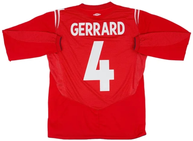 Umbro 2004-06 England Away L/S Shirt Gerrard #4 - 8/10 - (M)