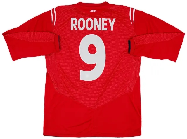 Umbro 2004-06 England Away L/S Shirt Rooney #9 - 9/10 - (L)