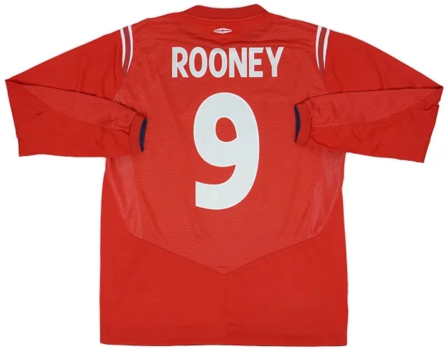 Umbro 2004-06 England Away L/S Shirt Rooney #9 - 8/10 - (L)