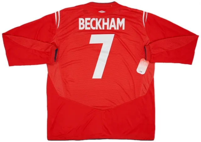 Umbro 2004-06 England Away L/S Shirt Beckham #7 (XXL)