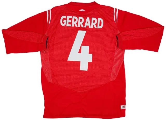 Umbro 2004-06 England Away L/S Shirt Gerrard #4 - 9/10 - (L)