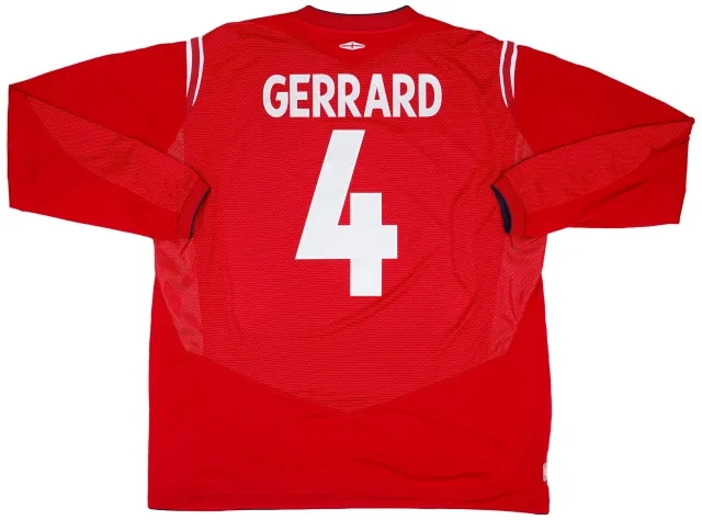 Umbro 2004-06 England Away L/S Shirt Gerrard #4 - 9/10 - (XXL)