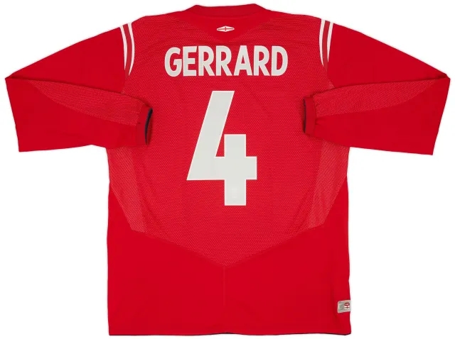 Umbro 2004-06 England Away L/S Shirt Gerrard #4 - 8/10 - (L)