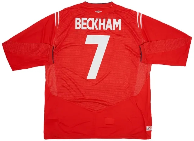Umbro 2004-06 England Away L/S Shirt Beckham #7 (XXL)