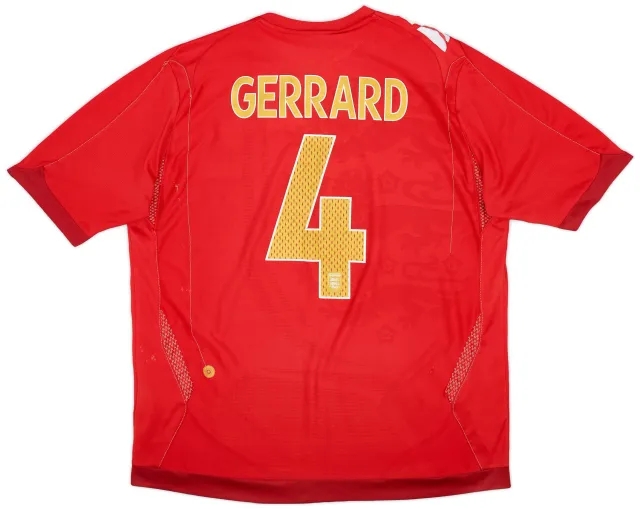 Umbro 2006-08 England Away Shirt Gerrard #4 - 5/10 - (XL)
