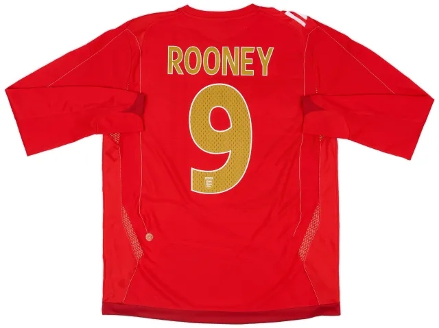 Umbro 2006-08 England Away L/S Shirt Rooney #9 - 5/10 - (L)