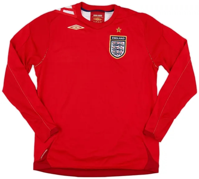 Umbro 2006-08 England Away L/S Shirt - 8/10 - (L.Boys)