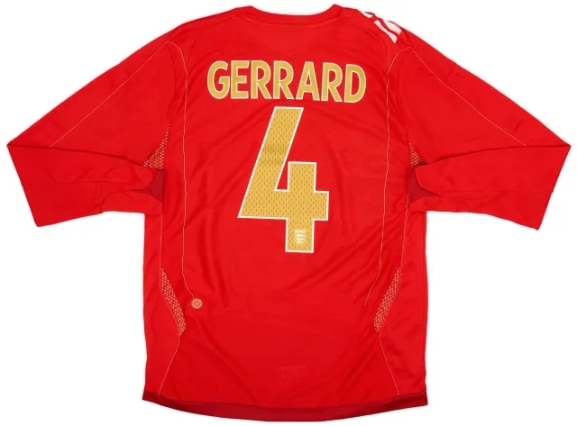 Umbro 2006-08 England L/S Away Shirt Gerrard #4 - 7/10 - (M)