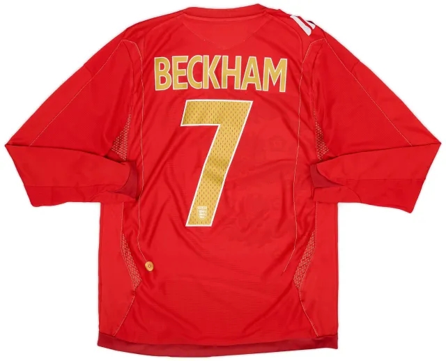 Umbro 2006-08 England Away L/S Shirt Beckham #7 - 5/10 - (S)