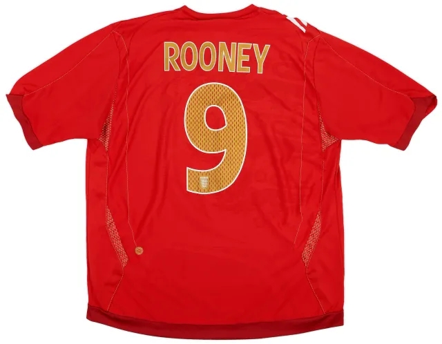 Umbro 2006-08 England Away Shirt Rooney #9 - 8/10 - (XL)