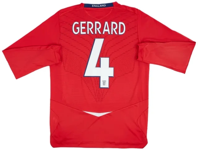 Umbro 2008-10 England Away L/S Shirt Gerrard #4 - 8/10 - (M)