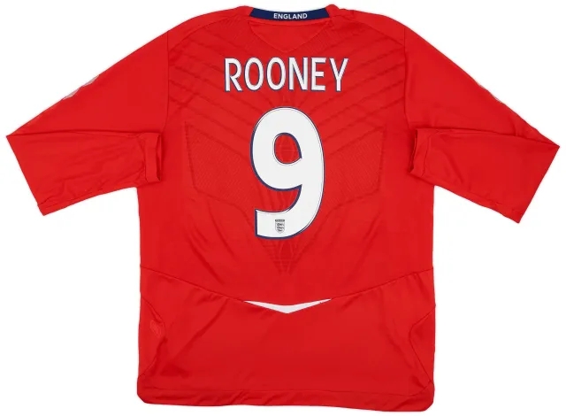 Umbro 2008-10 England Away L/S Shirt Rooney #9 - 8/10 - (XL)