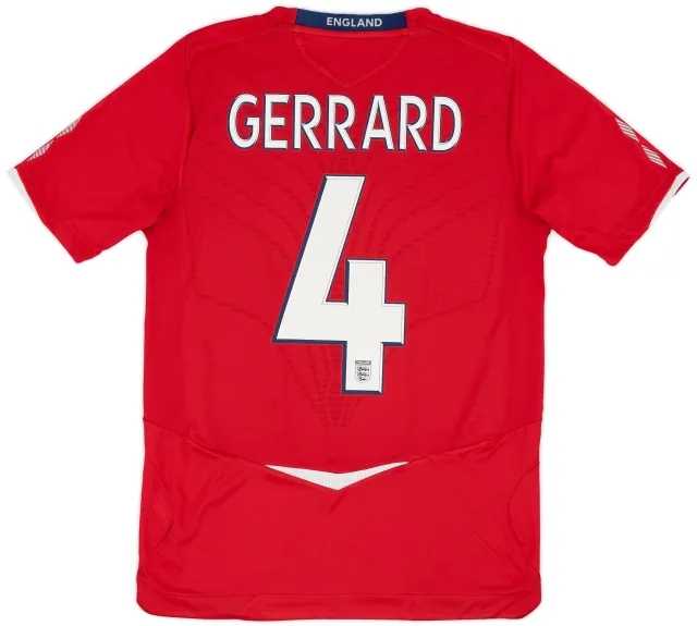 Umbro 2008-10 England Away Shirt Gerrard #4 - 9/10 - (S)