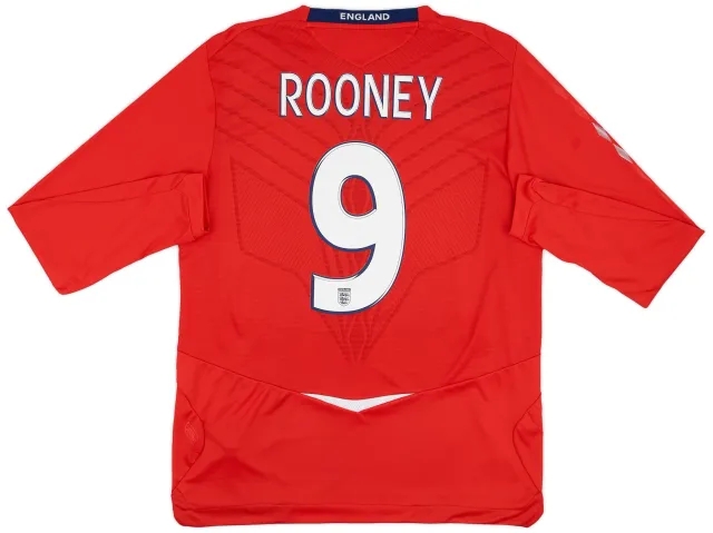 Umbro 2008-10 England Away L/S Shirt Rooney #9 - 9/10 - (L)