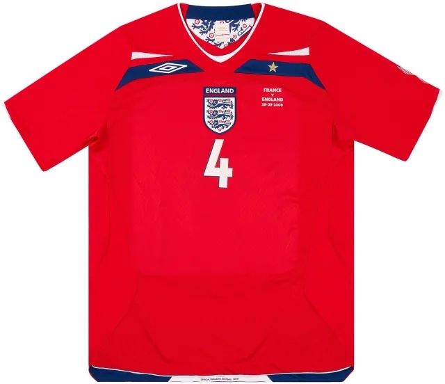 Umbro 2008 England Match Issue Signed Away Shirt Hargreaves #4 (v France)