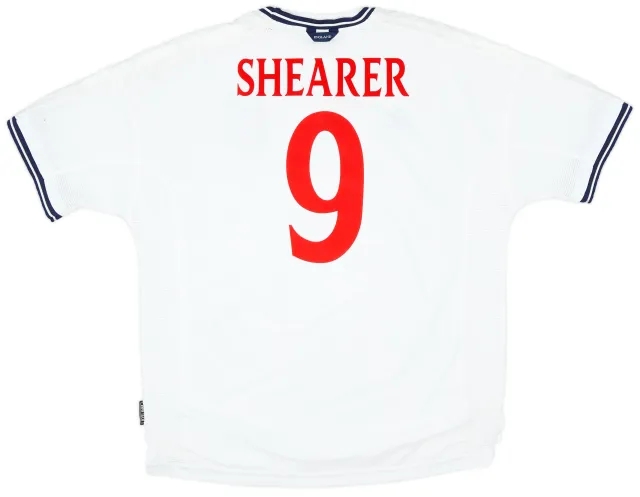Umbro 1999-01 England Home Shirt Shearer #9 - 6/10 - (XXL)