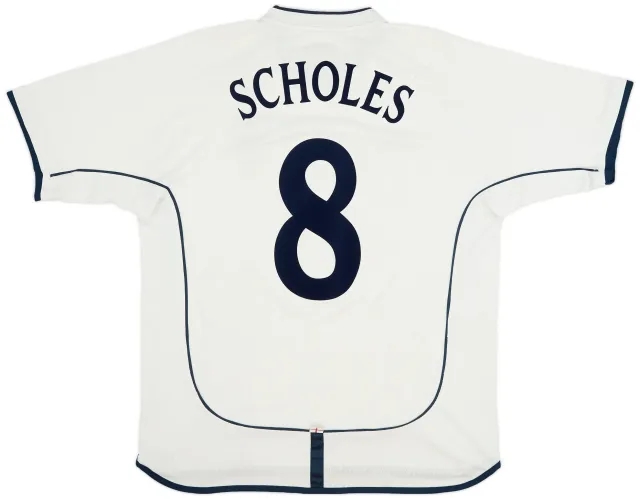 Umbro 2001-03 England Home Shirt Scholes #8 - 8/10 - (L)
