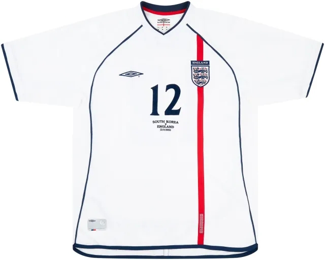 Umbro 2002 England Match Worn Home Shirt Brown #12 (v South Korea)