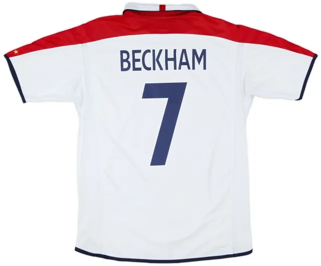 Umbro 2003-05 England Home Shirt Beckham #7 - 6/10 - (L)