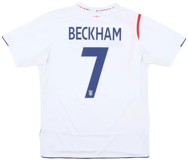Umbro 2005-07 England Home Shirt Beckham #7 - 6/10 - (L)