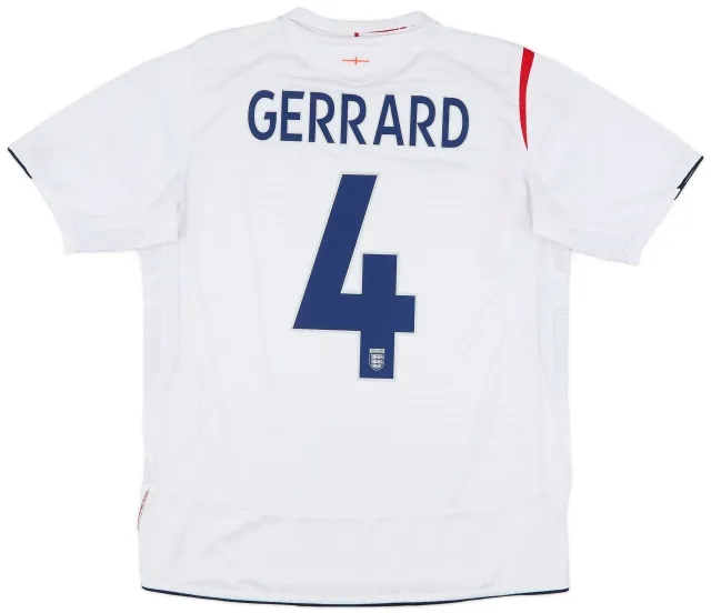 Umbro 2005-07 England Home Shirt Gerrard #4 - 6/10 - (L)