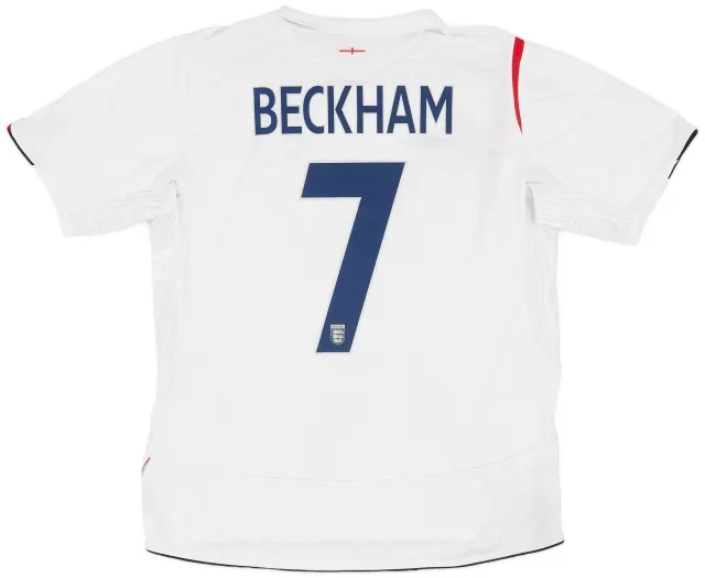Umbro 2005-07 England Home Shirt Beckham #7 - 6/10 - (L)
